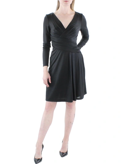 Lauren Ralph Lauren Womens Shimmer Knee-length Cocktail And Party Dress In Black