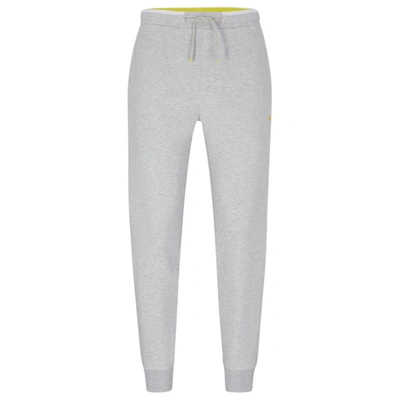 Hugo Boss Cotton-blend Tracksuit Bottoms With Side-stripe Tape In Light Grey