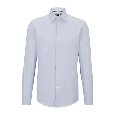 Hugo Boss Slim-fit Shirt In Structured Performance-stretch Fabric In Blue
