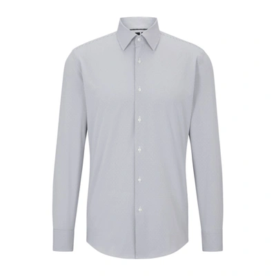 Hugo Boss Slim-fit Shirt In Striped Performance-stretch Material In White