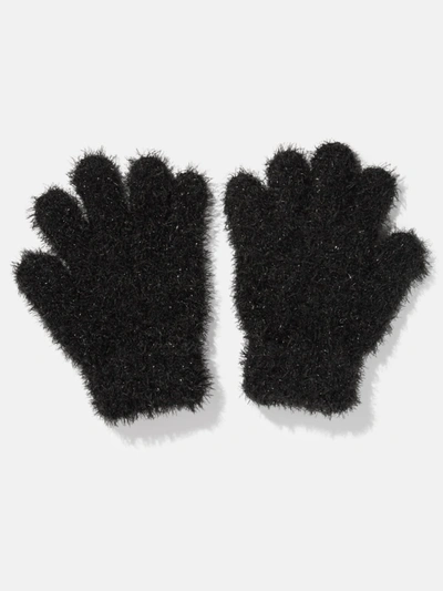 Guess Factory Metallic Knit Pom Gloves In Black