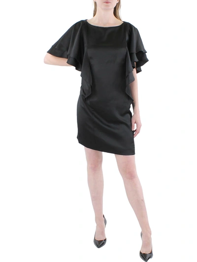 Lauren Ralph Lauren Womens Satin Ruffled Cocktail And Party Dress In Black