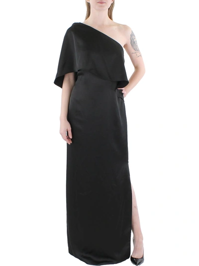 Lauren Ralph Lauren Womens Satin One Shoulder Evening Dress In Black