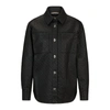 Hugo Boss Regular-fit Blouse In Monogram-embossed Faux Leather In Black