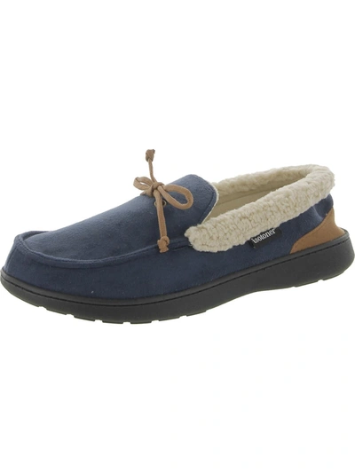 Isotoner Vincent Mens Faux Suede Memory Foam Moccasin Slippers In Blue
