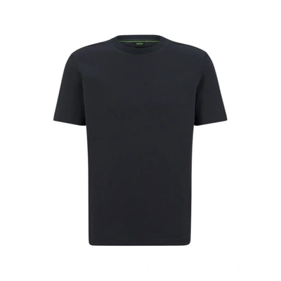 Hugo Boss Cotton-jersey T-shirt With Logo Collar In Dark Blue