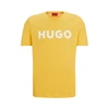 Hugo Cotton-jersey Regular-fit T-shirt With Contrast Logo In Yellow