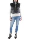 REBECCA MINKOFF WOMENS VEGAN LEATHER CROPPED VEST