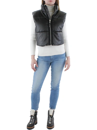 Rebecca Minkoff Womens Vegan Leather Cropped Vest In Black