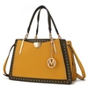 Mkf Collection By Mia K Aubrey Vegan Leather Multi Compartment Satchel Handbag - Color Block In Yellow