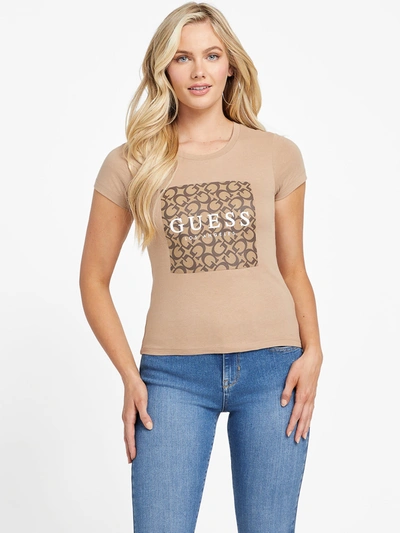 Guess Factory Orley Logo Tee In Beige