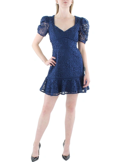 Aqua Womens Crochet Short Mini Dress In Blue