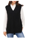 Vince Camuto Women's Shaker Vest V-neck With High Low Hem Sweater In Black
