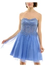 Bcx Juniors Womens Lace Mini Fit & Flare Dress In Blue