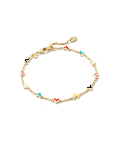 Kendra Scott 14k Gold-plated Color Heart Adjustable Link Bracelet In Multi