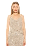 Alexia Admor Aurora Cowl Neck Sequin Tank Top In Silver