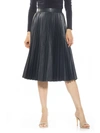 Alexia Admor Luca High Waist Pleated Faux Leather Skirt In Blue