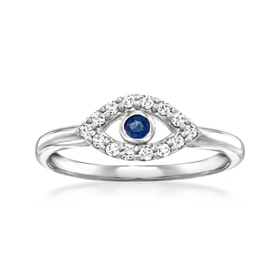 Rs Pure By Ross-simons Diamond Evil Eye Ring With Sapphire Accent In Sterling Silver In Blue