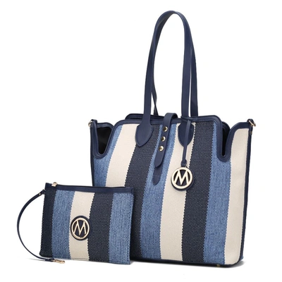 Mkf Collection By Mia K Juliana Oversize Tote Handbag & Wristlet In Blue