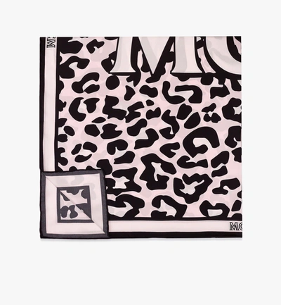 Mcm Leopard Print Logo Silk Scarf In Multi