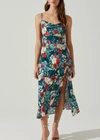 Astr Gaia Strappy Bias Cut Satin Midi Dress In Multi