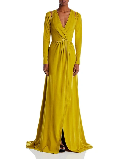 Yaura Layo Womens Cut-out Faux Wrap Evening Dress In Yellow