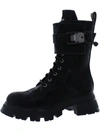 DKNY SAVA WOMENS LEATHER ZIPPER COMBAT & LACE-UP BOOTS