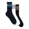 Hugo Boss Three-pack Of Short Socks With Stripes And Logo In Patterned