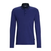 Hugo Boss Slim-fit Long-sleeved Polo Shirt With Woven Pattern In Dark Blue