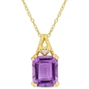 Mimi & Max 5ct Tgw Octagon-cut Amethyst And White Topaz Pendant With Chain In Yellow Silver In Purple