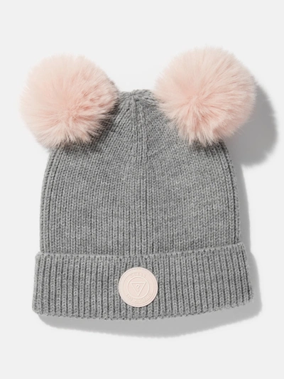 Guess Factory Double Pom Beanie In Grey