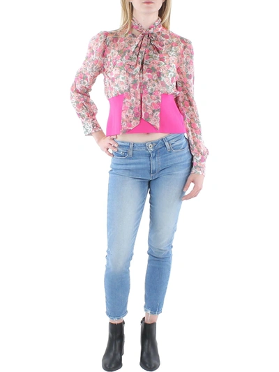 Refried Apparel Womens Chiffon Floral Print Blouse In Pink