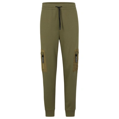 Hugo Boss Relaxed-fit Tracksuit Bottoms With Cargo Pockets In Light Green