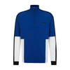 Hugo Boss Zip-neck Sweater With Color-blocking In Blue