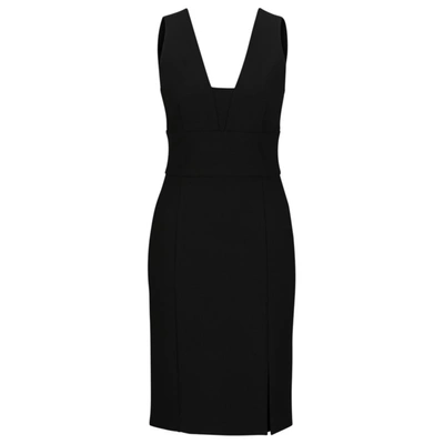 Hugo Boss Slim-fit Dress With Front Slit In Black