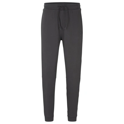 Hugo Boss Men's Cotton-terry Tracksuit Bottoms With Logo Patch In Grey