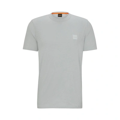 Hugo Boss Cotton-jersey Regular-fit T-shirt With Logo Patch In Light Grey