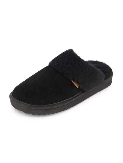 Emu Ridge Harper Womens Faux Fur Lined Shearling Mule Slippers In Black