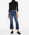 Frame Woman Le Crop Mini Boot Jeans In Dark Blue Denim In Multi