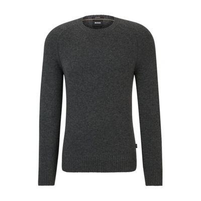 Hugo Boss Regular-fit Sweater In Cashmere In Dark Grey 022