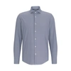 Hugo Boss Regular-fit Shirt In Structured Performance-stretch Material In Dark Blue