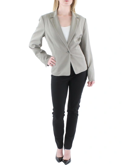 Le Suit Womens Herringbone Suit Separate One-button Blazer In Grey