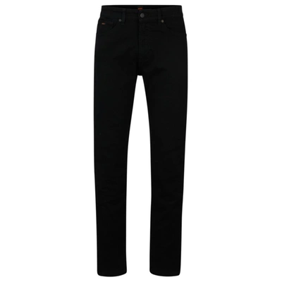 Hugo Boss Regular-fit Jeans In Stay-black Comfort-stretch Denim