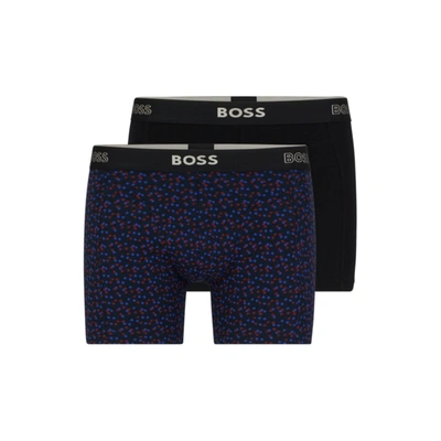 Hugo Boss Two-pack Of Boxer Briefs With Logo Waistbands In Light Blue
