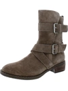 Gentle Souls By Kenneth Cole Best Double Buckle Womens Suede Zipper Mid-calf Boots In Grey