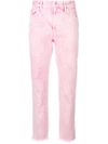 Isabel Marant Étoile Raw Hem Washed Pink Mid Rise Cropped Jeans In Pink/purple
