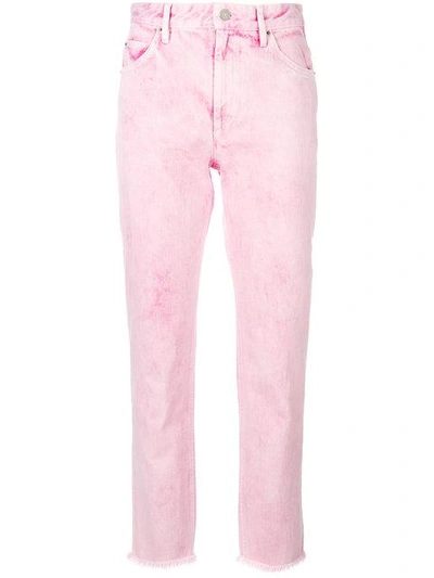 Isabel Marant Étoile Raw Hem Washed Pink Mid Rise Cropped Jeans In Pink/purple