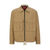 Hugo Boss Regular-fit Jacket In Ripstop Cotton With Signature Label In Brown