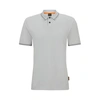 Hugo Boss Cotton-piqu Polo Shirt With Contrast Details In Light Grey