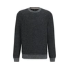Hugo Boss Regular-fit Sweater With Herringbone Structure And Ribbed Cuffs In Black